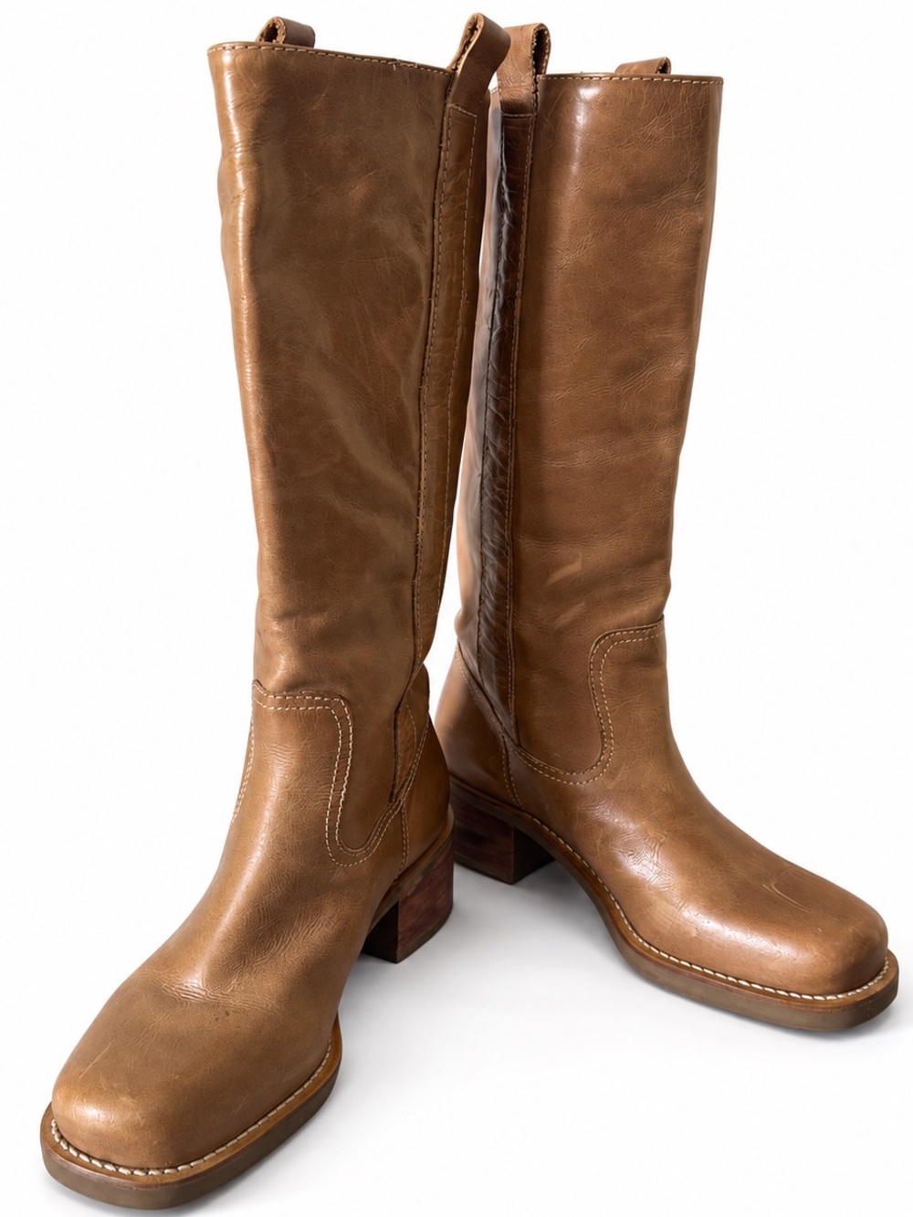 Denver Hayes Tall Brown Leather Campus 14 Style Boots Womenâs 6.5